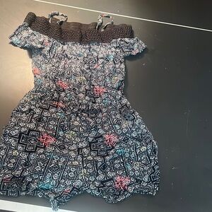 Romper black with white pink and teal